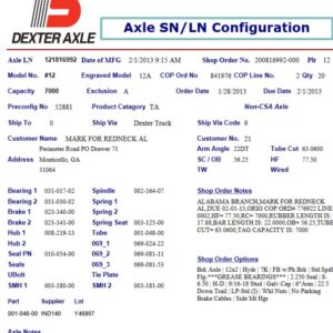 12TF 7K 865 FREEBK W/EZ;LUBE, ADD PARK BRAKE, PER TAG# 121816992,   HF=77.5, OB=56.25, 9/16" STUDS***, 22.5 DOWN, LOW PRO, STANDARDS, TM